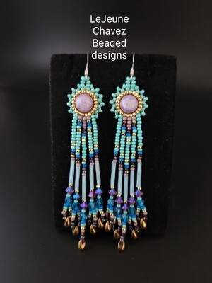 Beaded earrings with Charoite stone 
