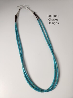 Two strand Kingman Turquoise necklace with large hook and eye