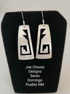 Sterling silver earrings with traditional Pueblo cutout symbols