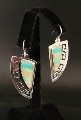 Sterling silver earrings with natural high-quality Petrified Opalized Palmwood.