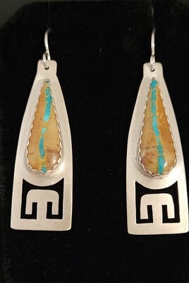 Sterling silver earrings with Royston Ribbon Turquoise