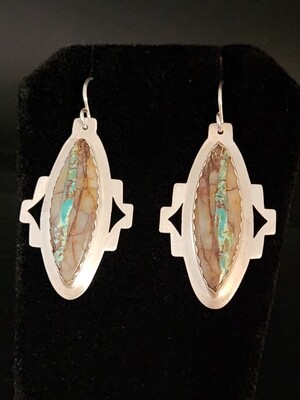 Sterling silver earrings with Royston Ribbon turquoise stones.