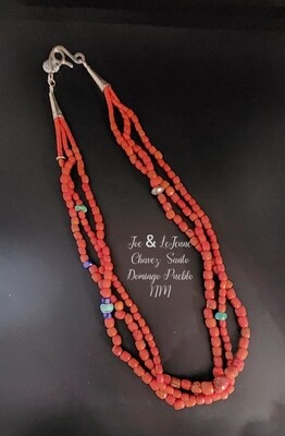  Three strand Natural Mediterranean Coral necklace