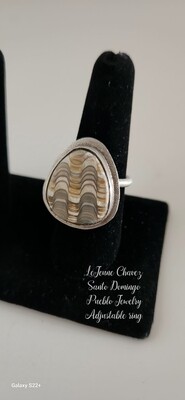 Sterling silver adjustable ring with Natural shell