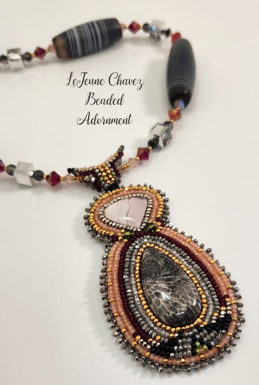 Beaded Necklace with natural stones