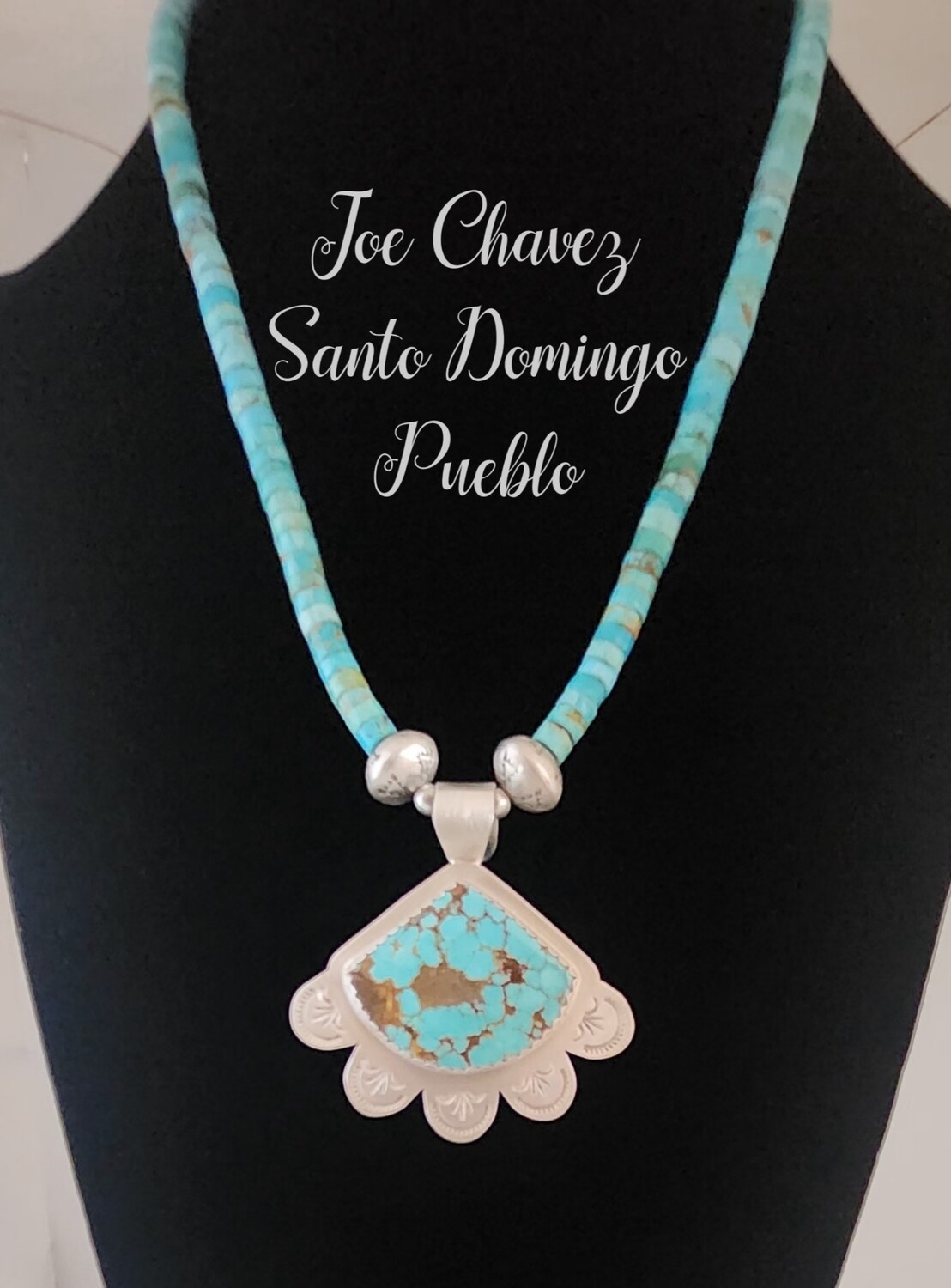 #8 Turquoise hand rolled necklace with #8 Turquoise Pendant