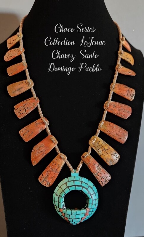 &quot;CHACO SERIES COLLECTION &quot; Old spiney oyster shell &amp; Inlayed pendent necklace