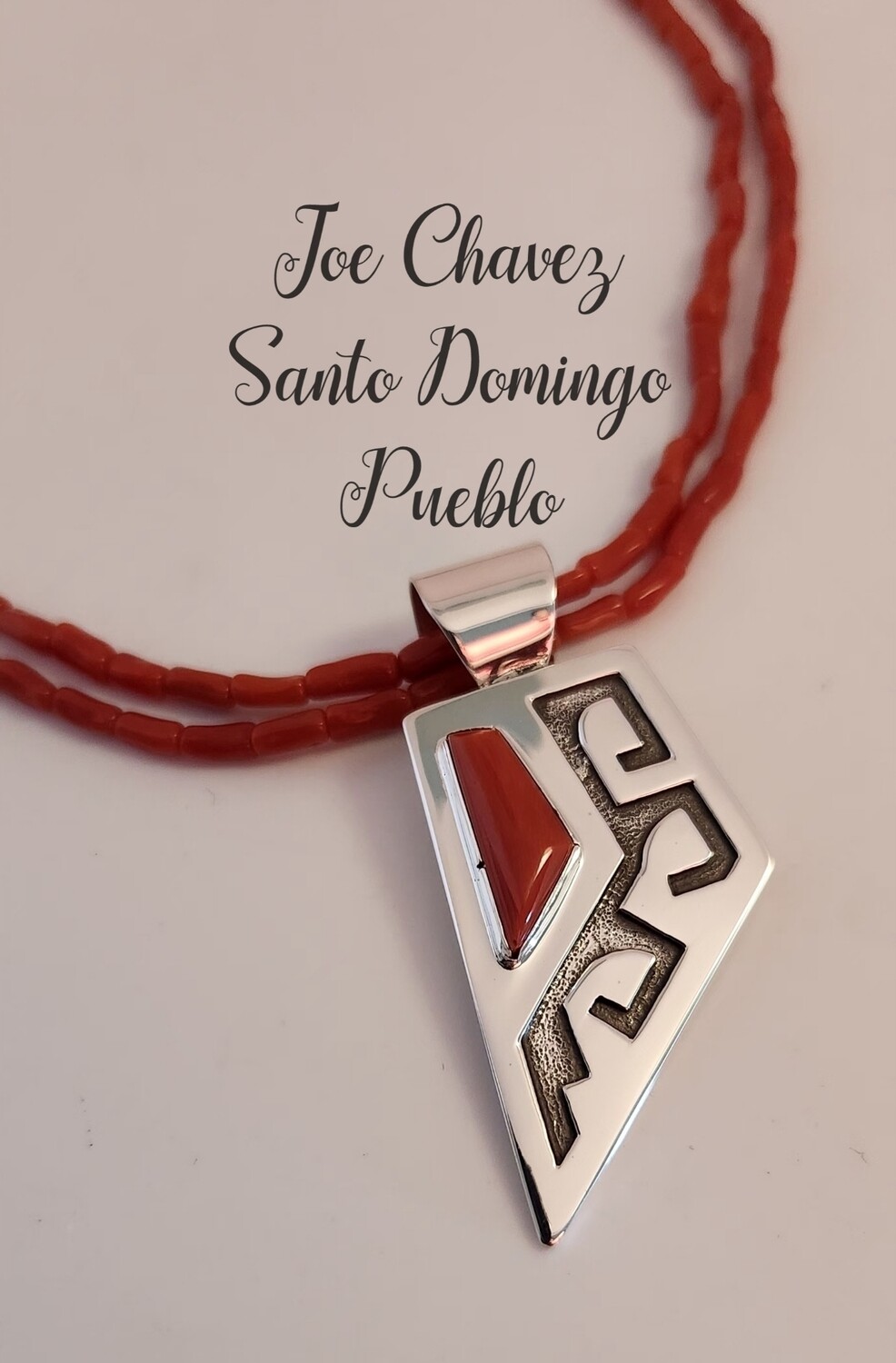 Natural Italian Coral with Overlay sterling silver pendant