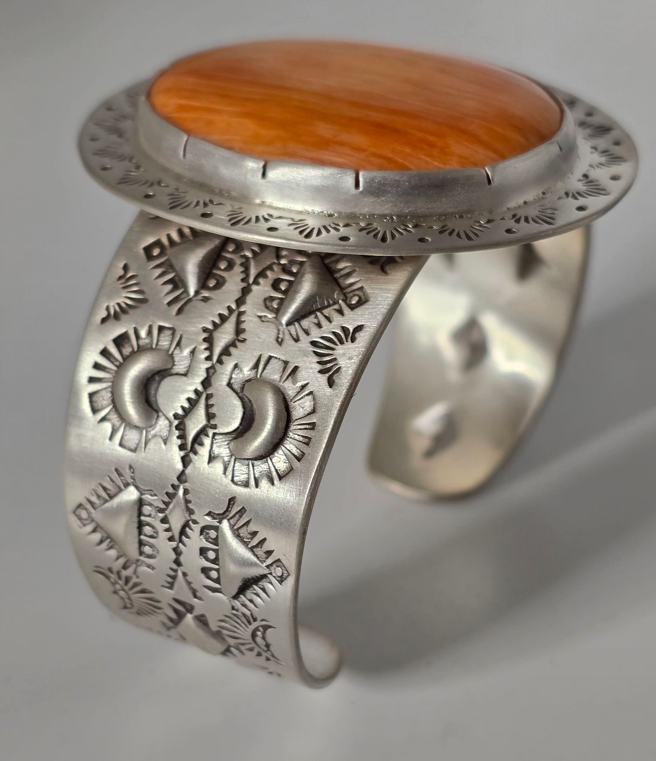 Sterling silver cuff-Stampwork &amp; Repousse stamping