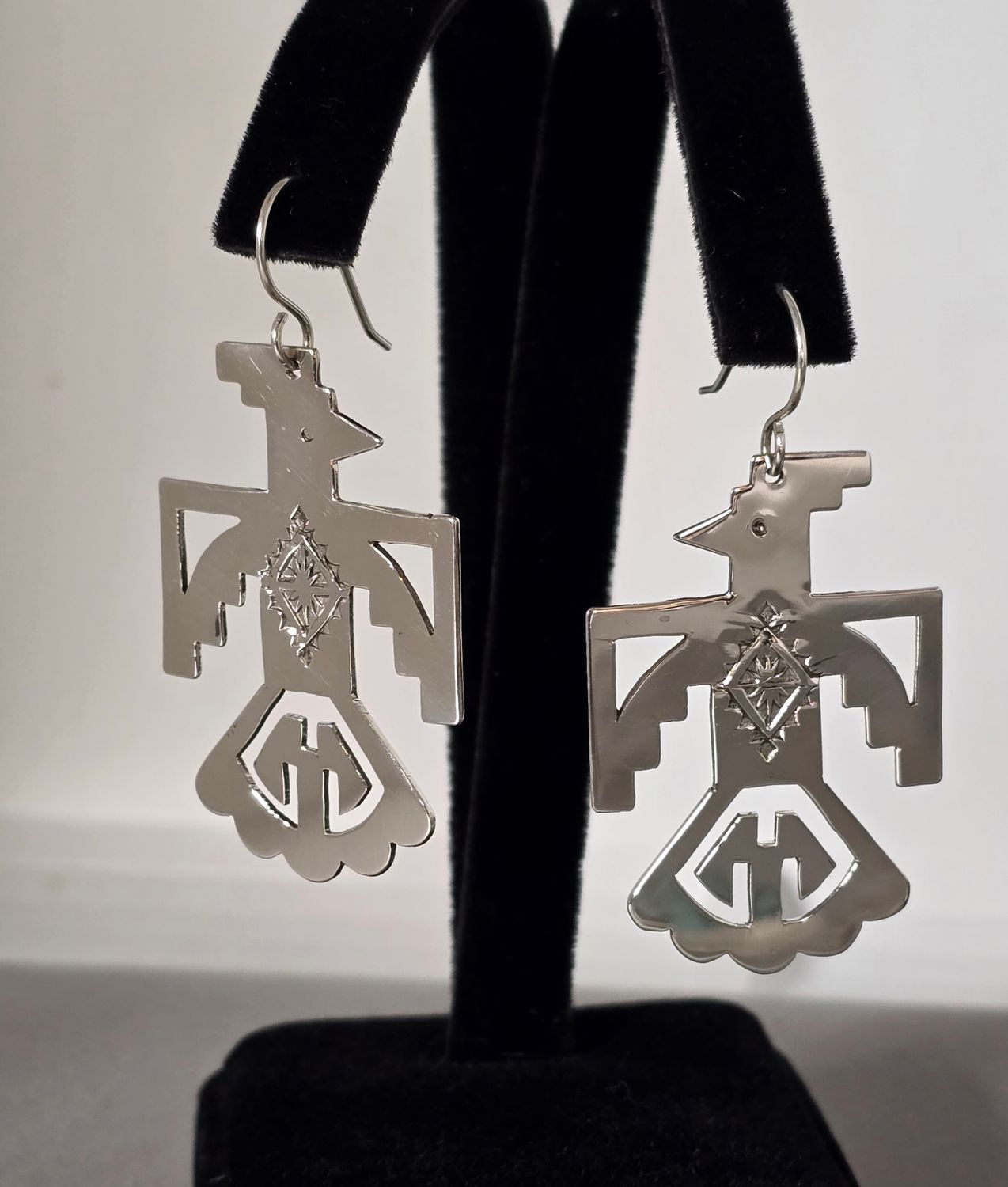 Sterling silver Santo Domingo Pueblo Thunderbird  Earrings