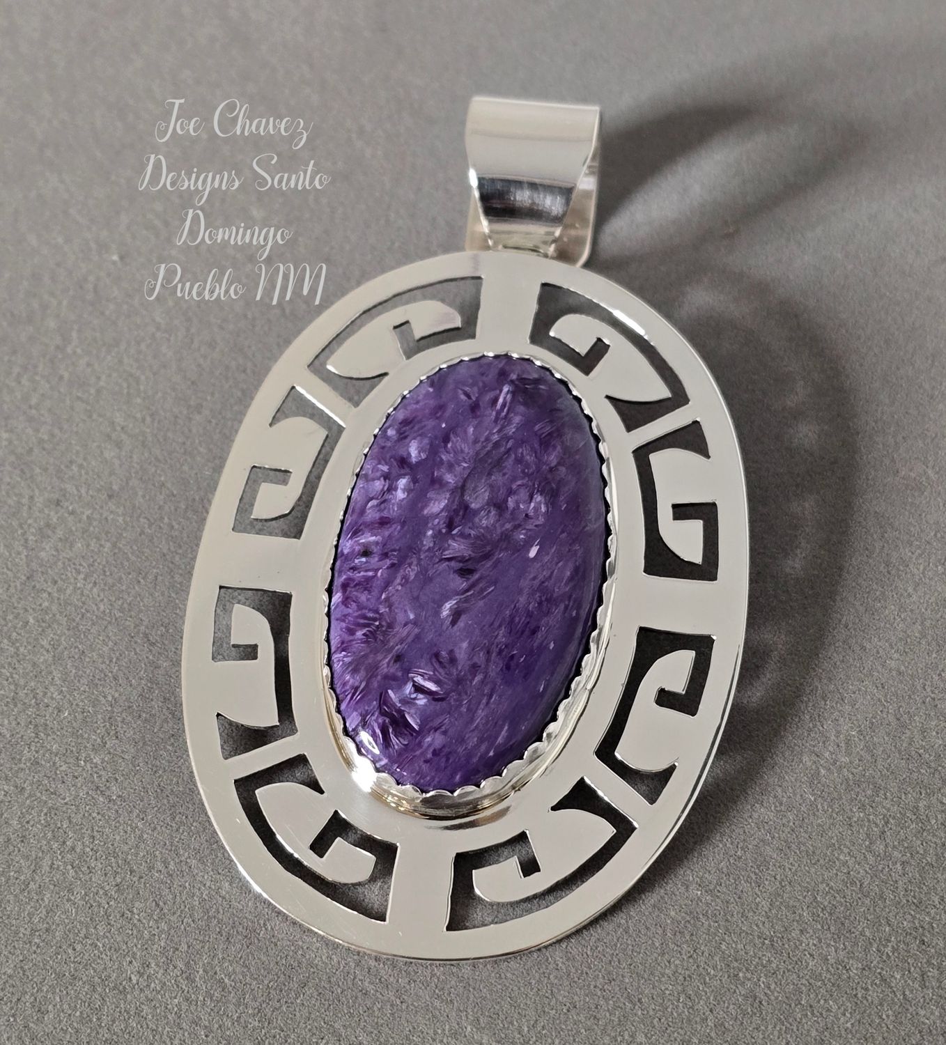 Sterling silver Pendant with Natural Charoite stone.