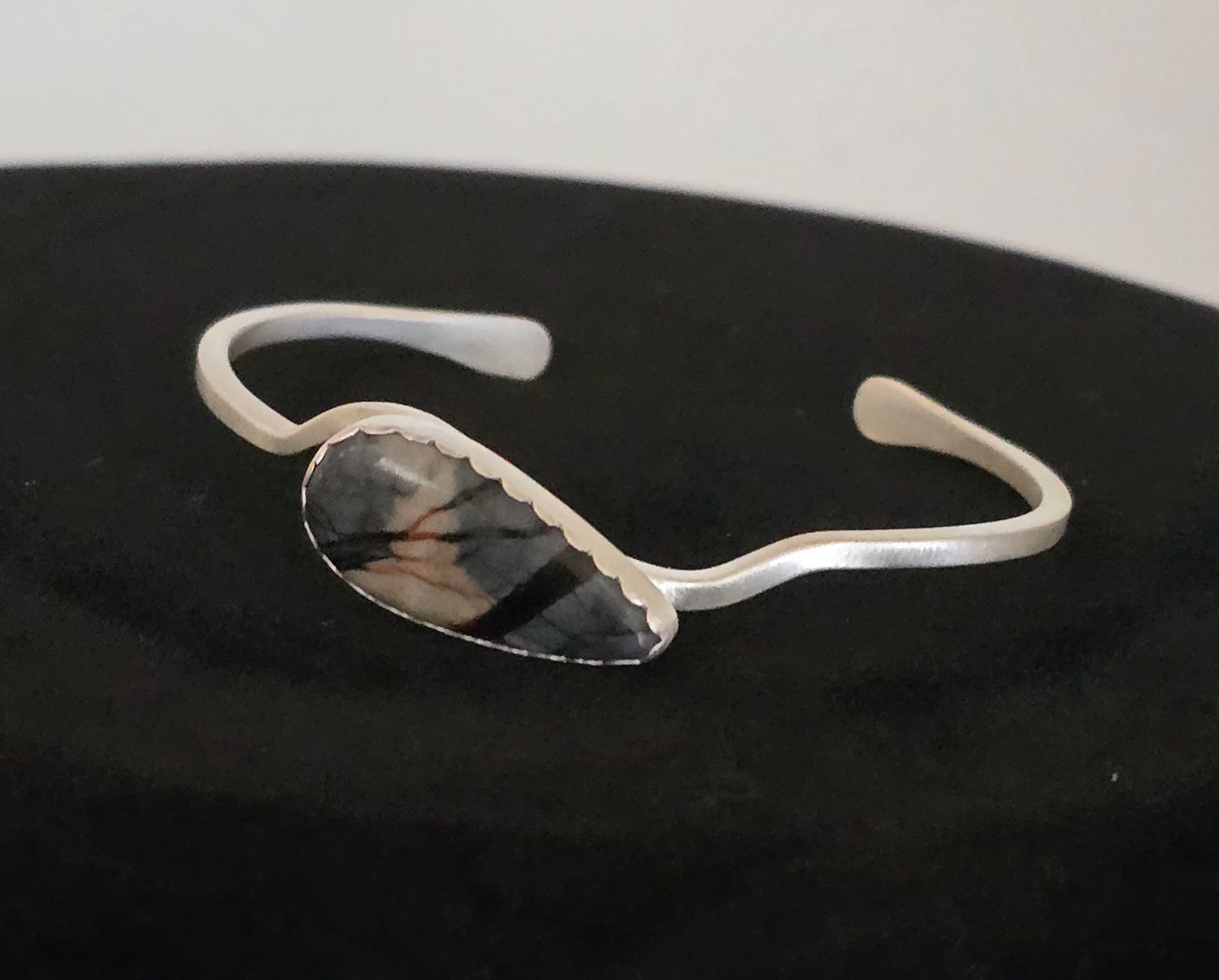 Sterling silver bracelet with natural picasso marble stone