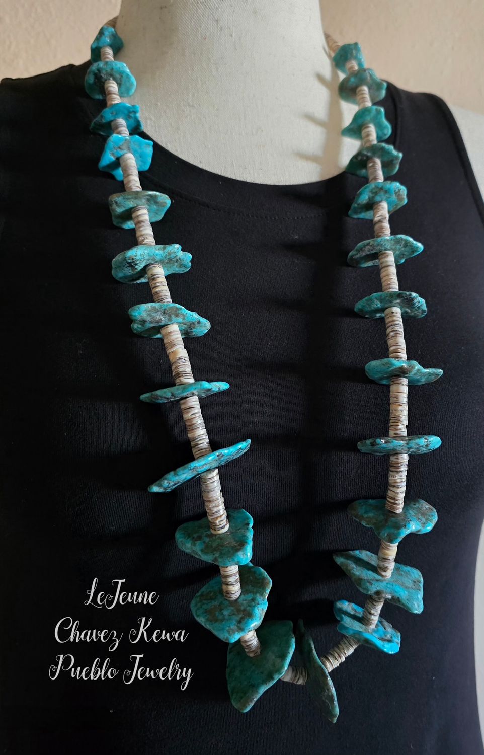 Authentic Heshi shell necklace with Turquoise Nugget stones
