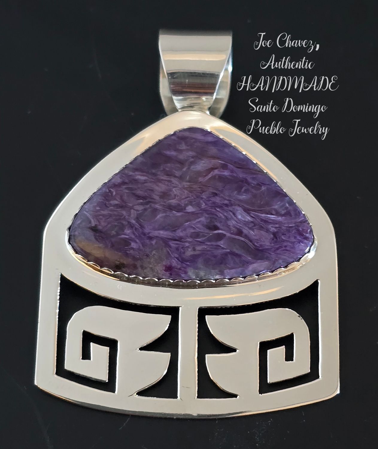 Sterling silver Pendant with High-quality Natural Charoite stone