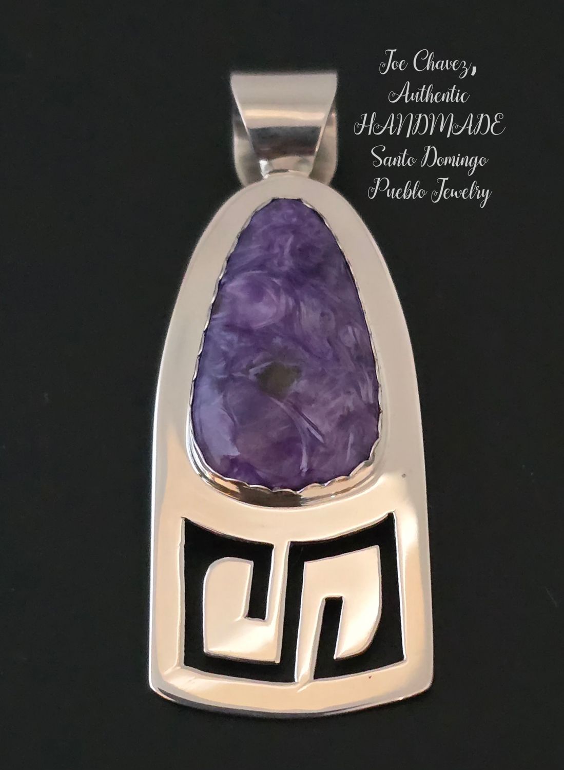 Sterling silver Pendant with natural Charoite stone