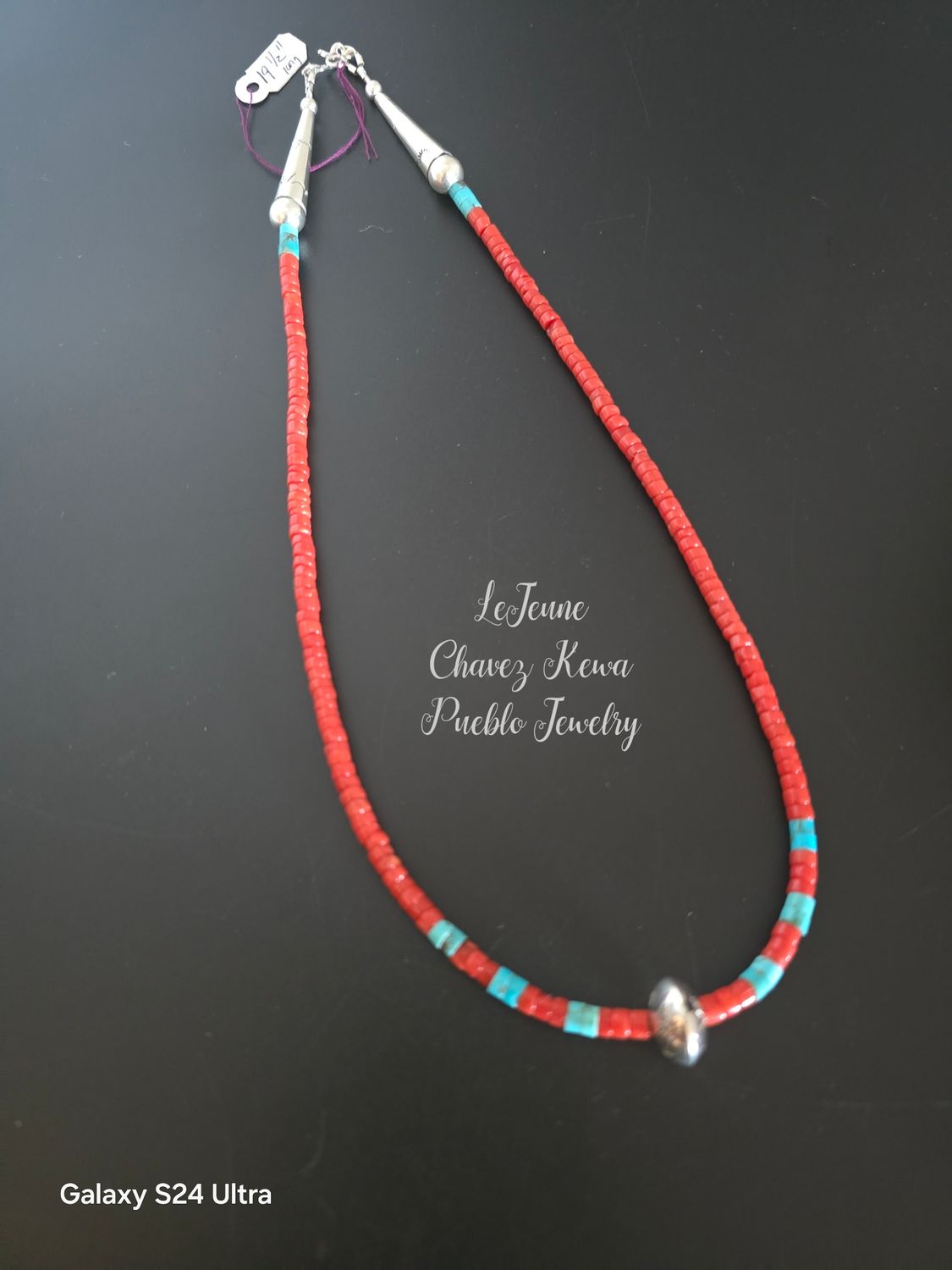 High-quality Natural Mediterranean Coral necklace with handmade sterling silver bead