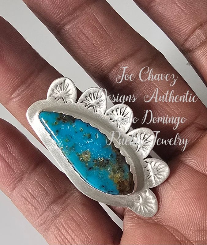 Sterling silver adjustable ring with Kingman turquoise stone