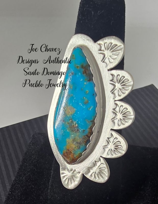 Sterling silver adjustable ring with Kingman turquoise stone