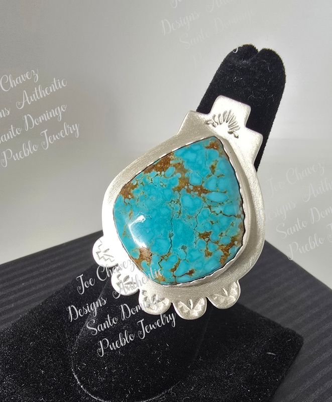 Sterling silver adjustable ring band with #8Turquoise stone