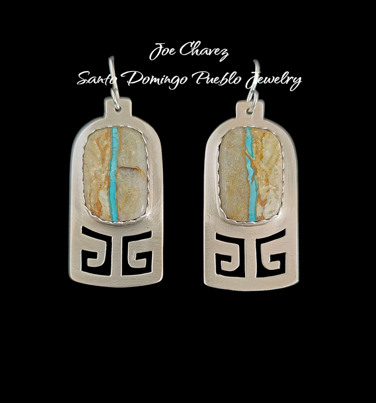 Sterling silver earrings with natural Royston ribbon turquoise