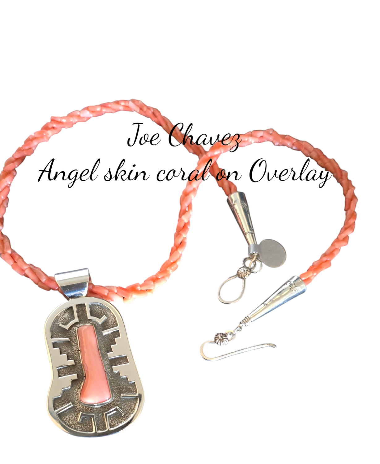 Vintage Angel Skin Coral necklace.. Sterling silver Overlay pendant with Angel Hair Coral 