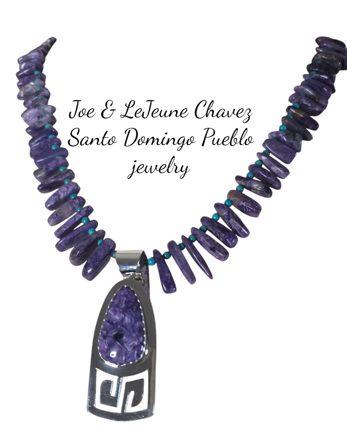 Natural Charoite necklace with sterling silver Pendent 