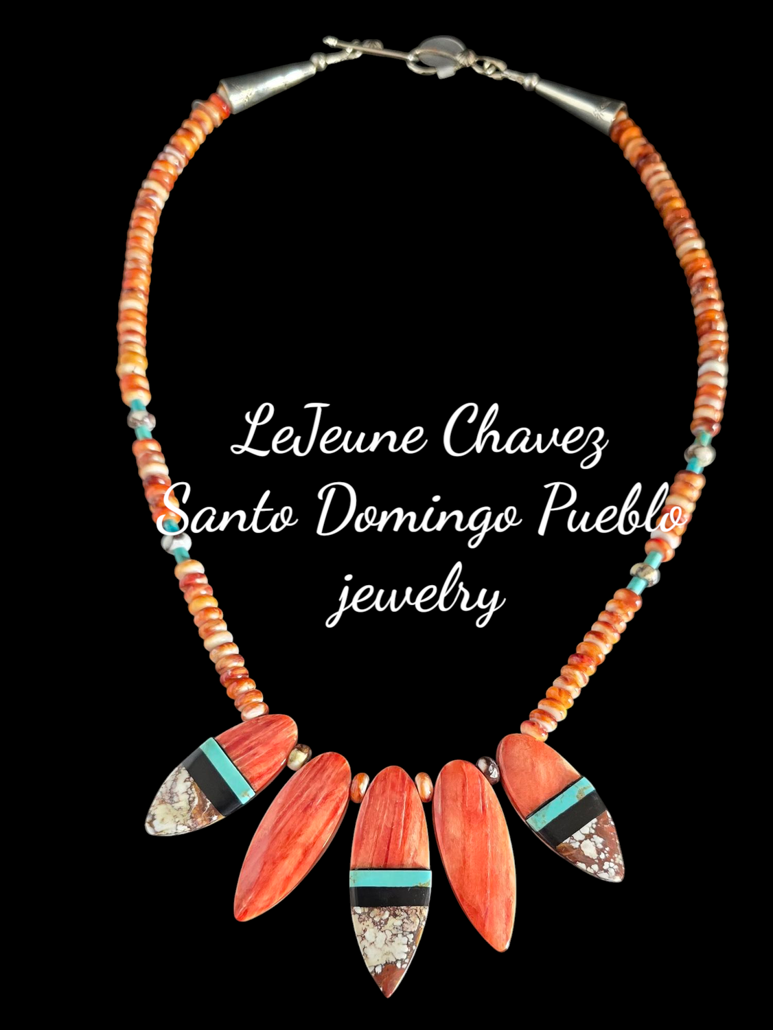 Natural Spiney Oyster Necklace with Inlaid tabs