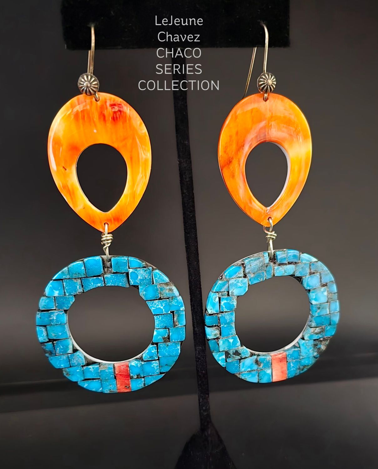 CHACO SERIES COLLECTION-Spiney Oyster shell &amp; Inlaid turquoise earrings