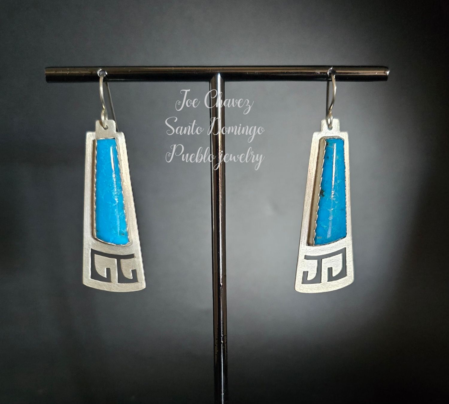 Sterling silver earrings with Blue Kingman turquoise stones