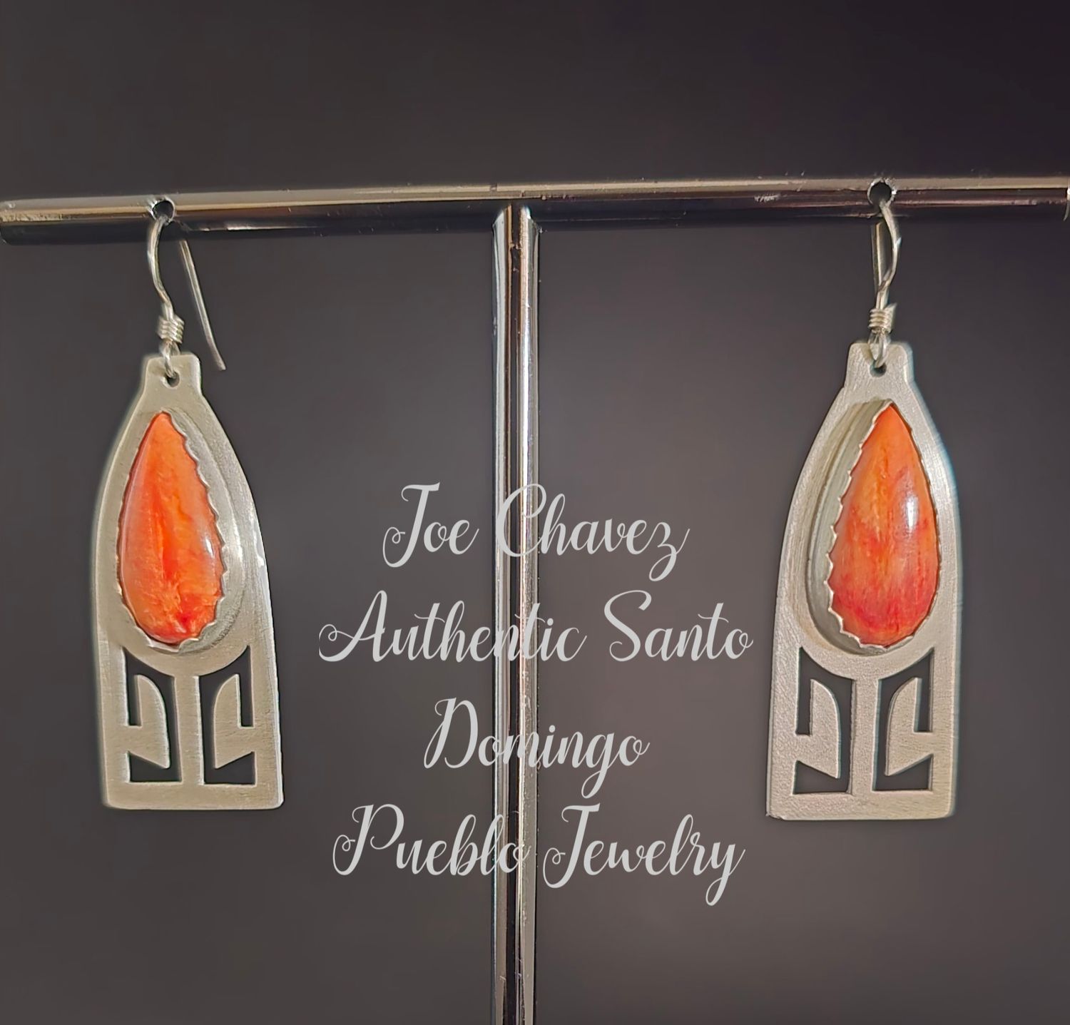 Sterling silver brushed finish earrings with natural Spiney Oyster shell