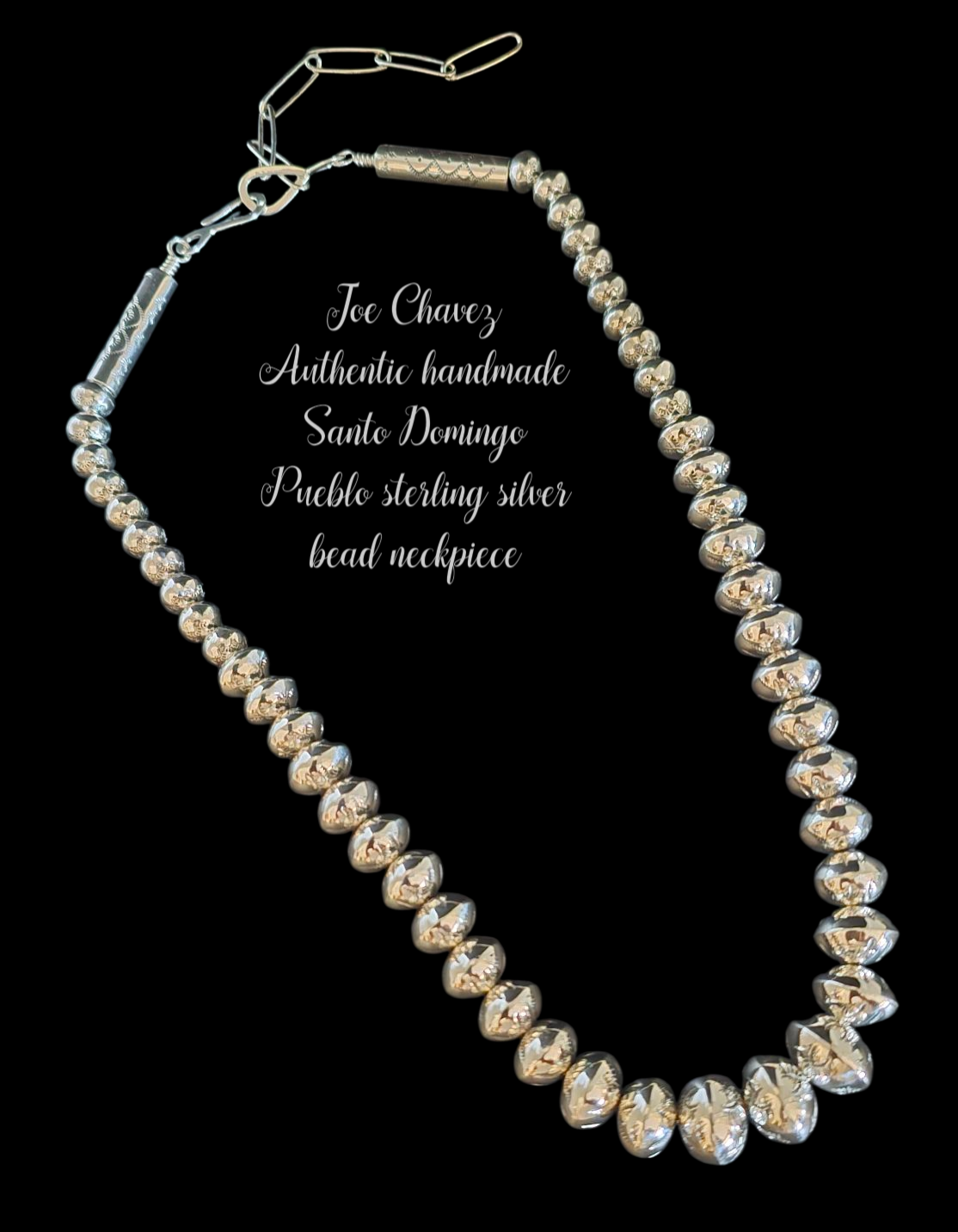 Sterling silver handmade Bead necklace with stampwork on each bead
