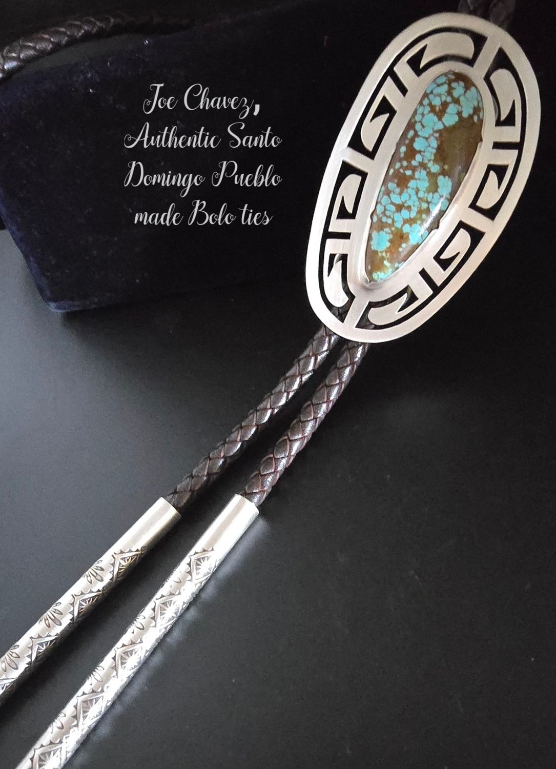 Sterling silver Bolo tie with #8 Turquoise stone