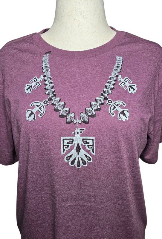Heather Maroon, Santo Domingo Pueblo Thunderbird necklace design.  Size X-LARGE