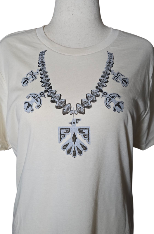 Heather Natural White, Santo Domingo Pueblo Thunderbird necklace design.  Size MEDIUM