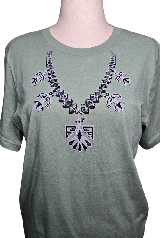 Heather SAGE, Santo Domingo Pueblo Thunderbird necklace design.  Size LARGE