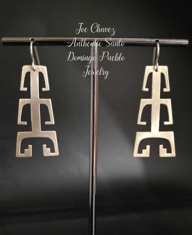 Sterling silver &quot;cutout&quot; earrings with Pueblo Corn symbol.