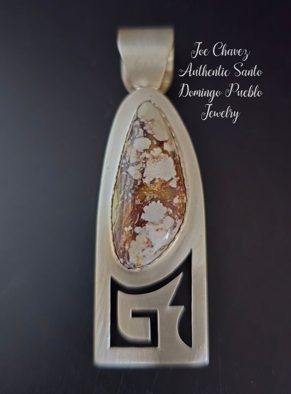 Brushed sterling silver pendant with Natural Wildhorse stone