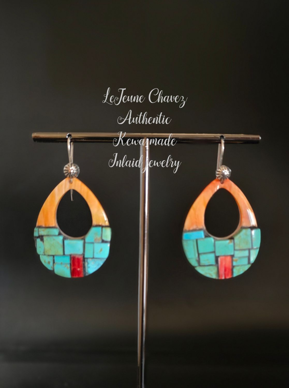 Inlaid turquoise on Spiney Oyster shell &quot;Chaco Series Collection&quot;