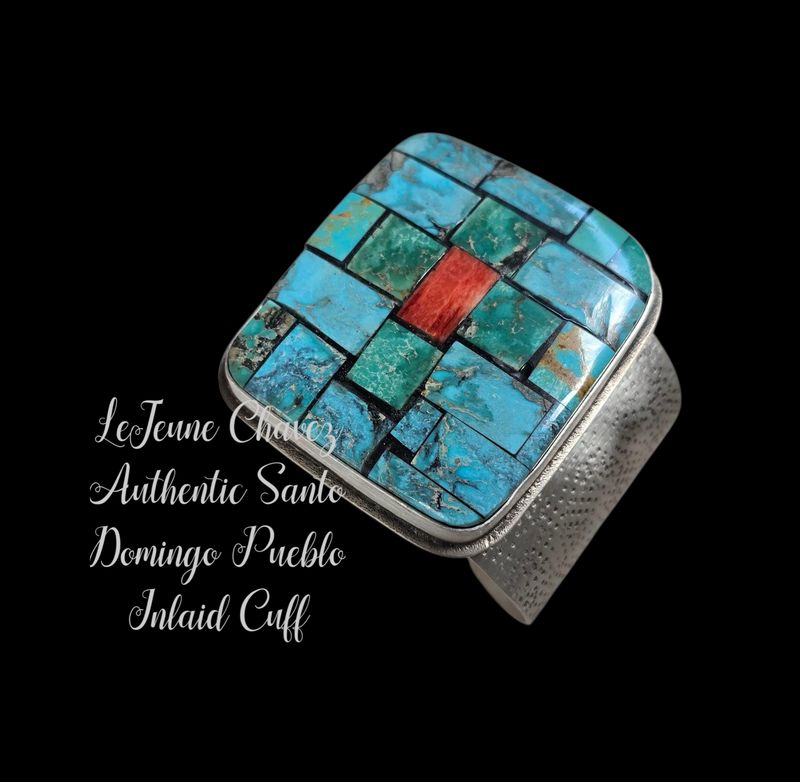 Textured sterling silver cuff with Inlaid turquoise and Spiney Oyster shell