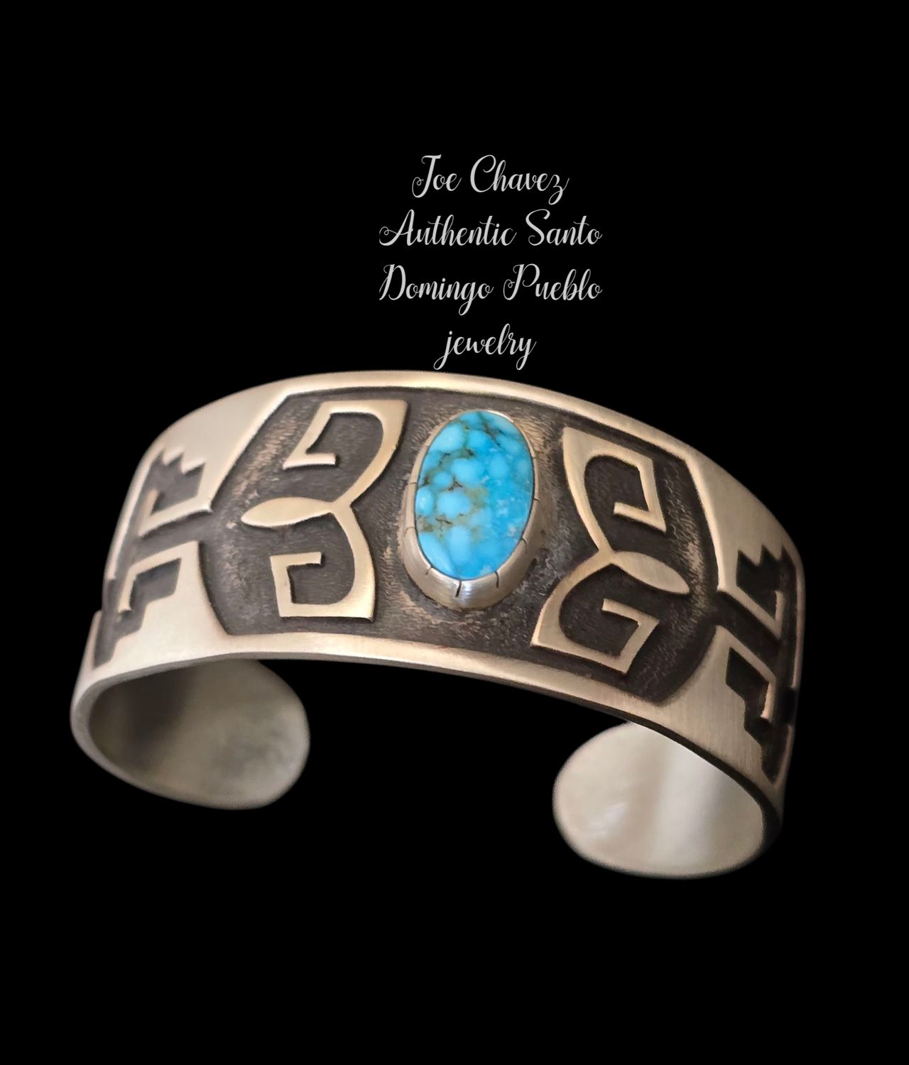 Sterling silver &quot;Overlay&quot; cuff with high-quality Kingman turquoise stone