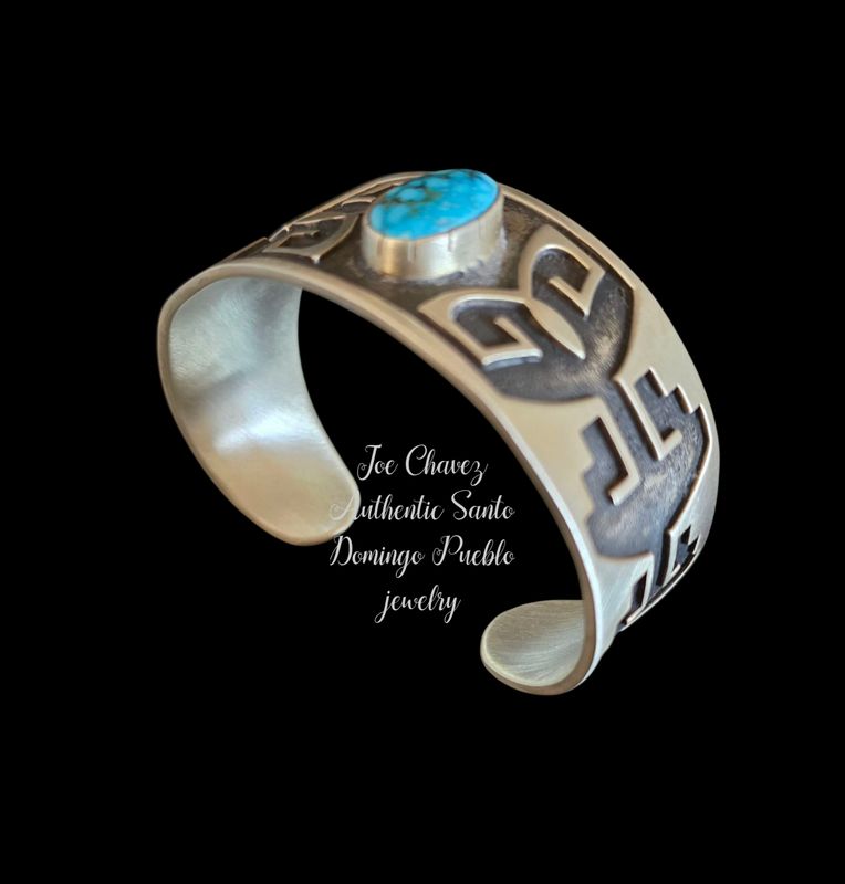 Sterling silver "Overlay" cuff with high-quality Kingman turquoise stone
