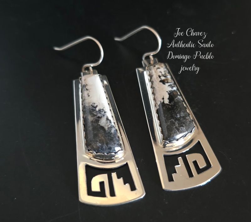 Sterling silver earrings with natural White Buffalo stone