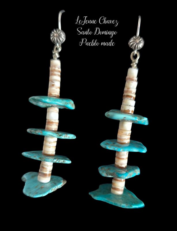 Authentic Santo Domingo Pueblo Heishi and turquoise earrings