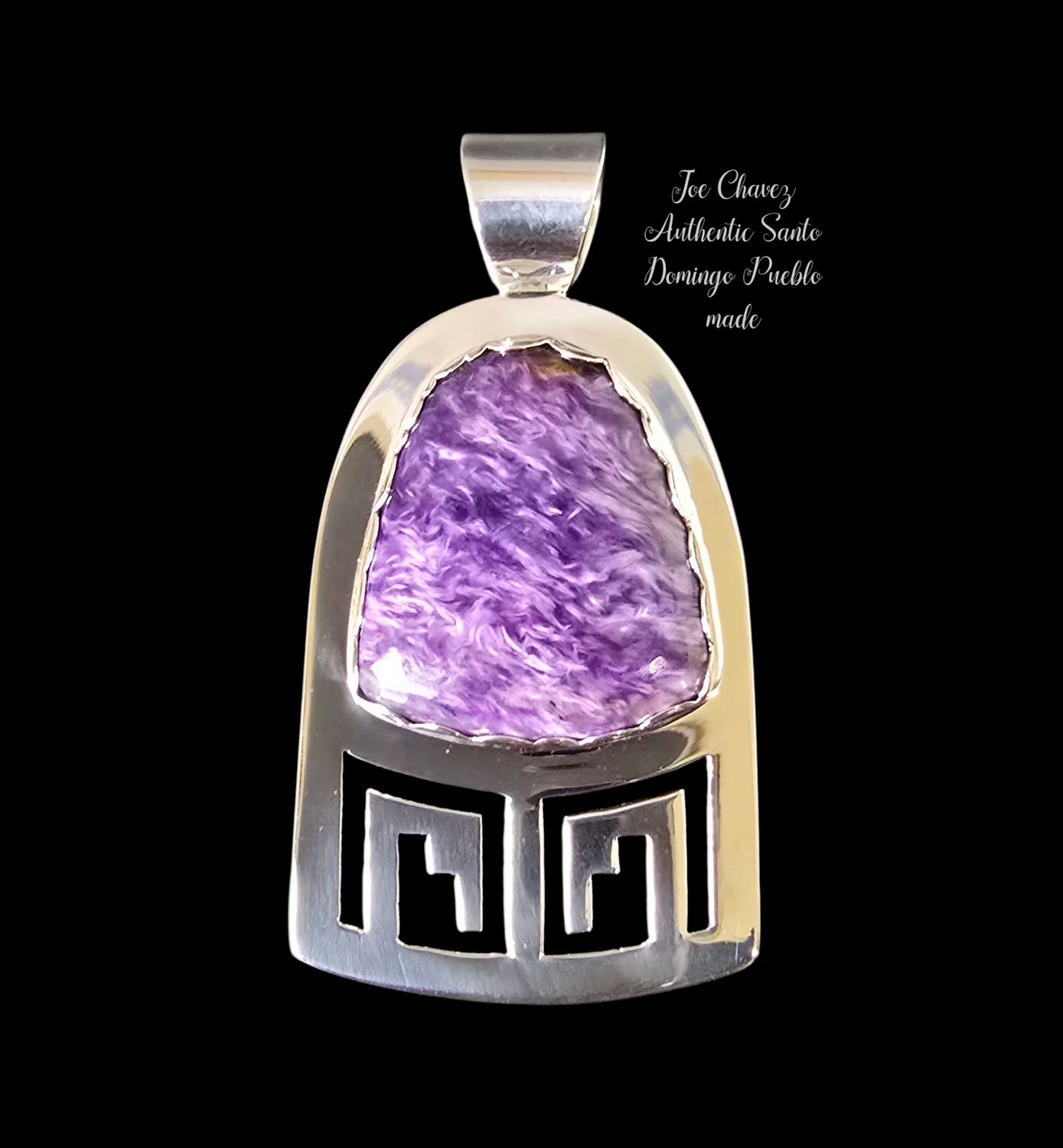 Sterling silver Pendent with high-quality natural Charoite stone