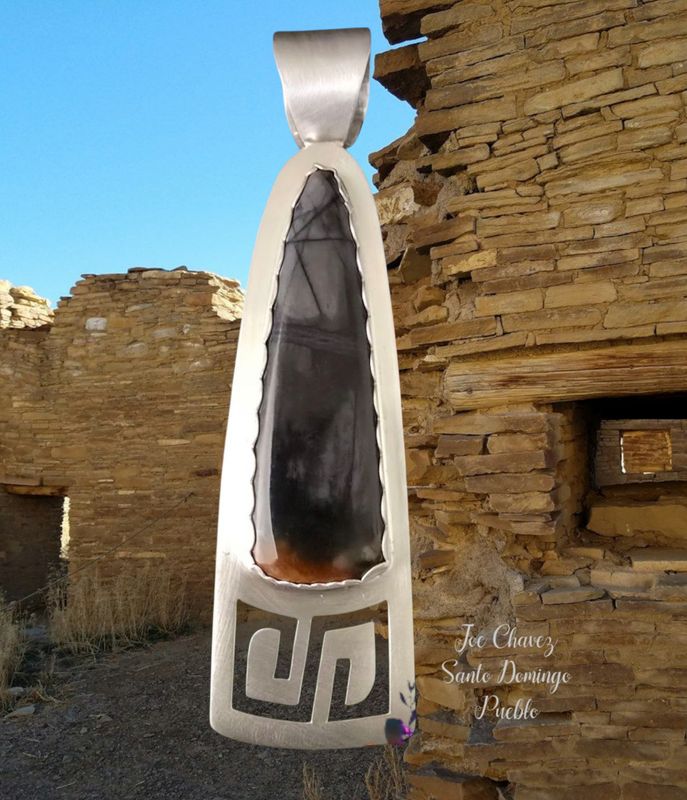 Sterling silver Pendent with Natural Picasso Marble stone