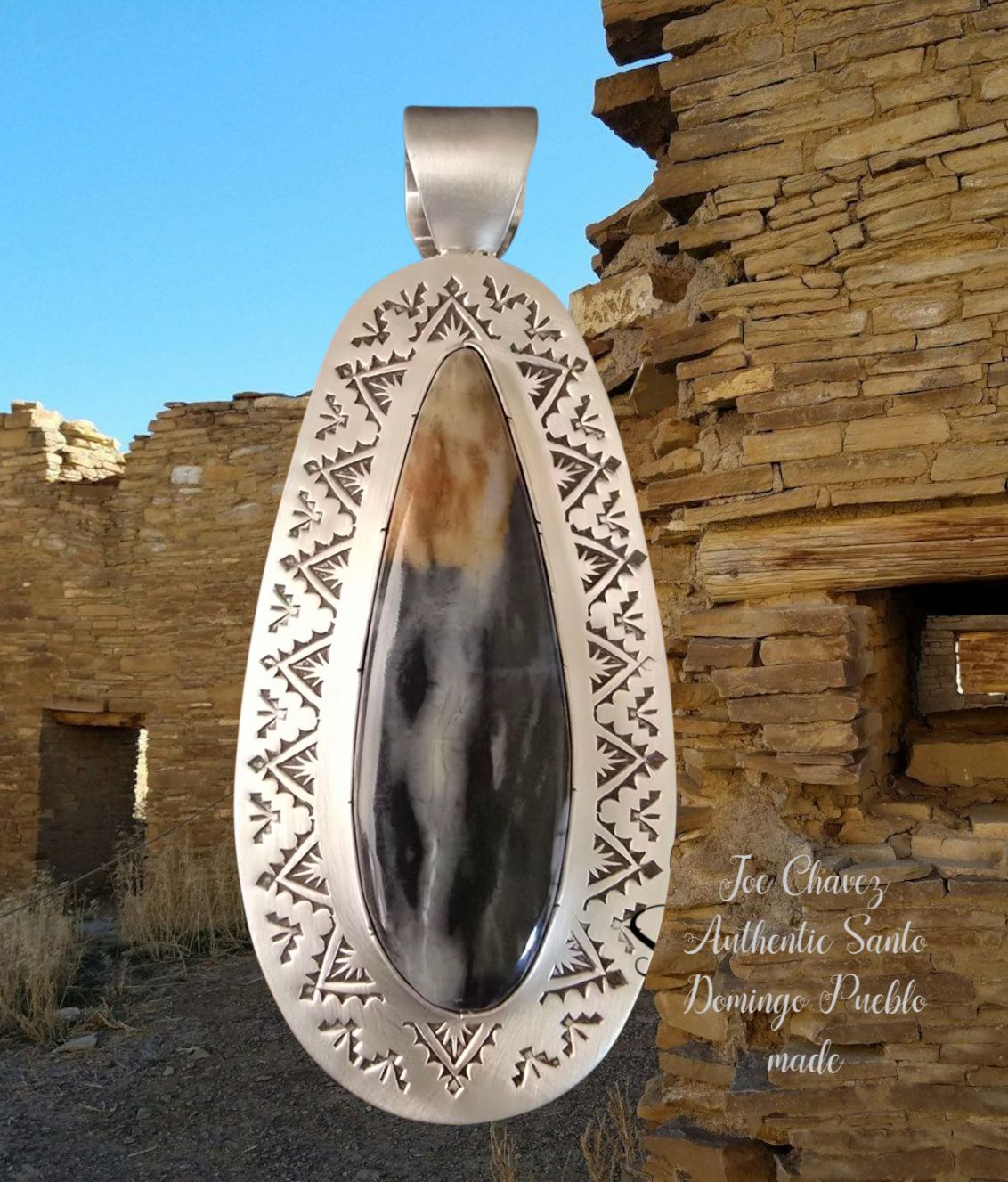 Sterling silver pendant with Natural Picasso Marble stone