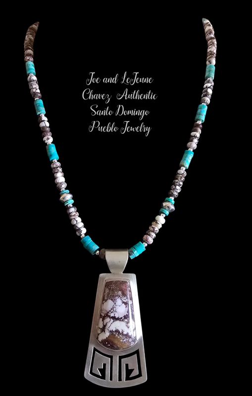 Natural Wildhorse &amp; Kingman turquoise stone necklace with Wildhorse Pendent