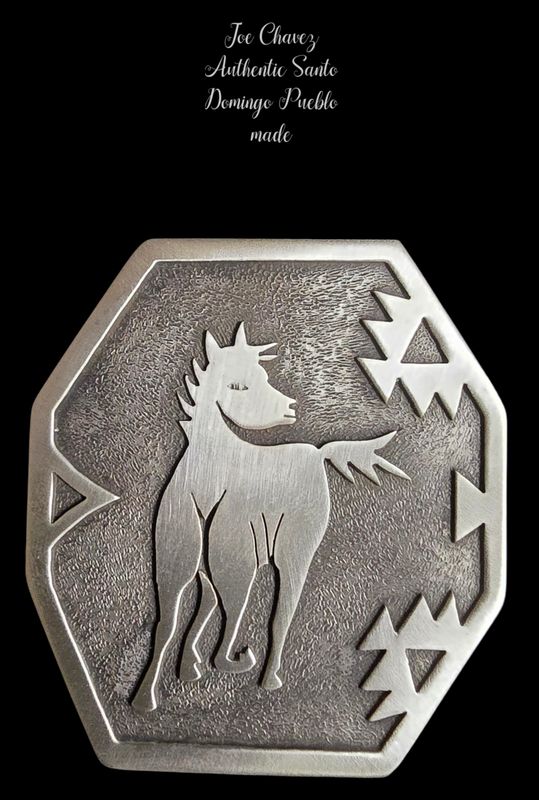 Sterling silver Overlay Pendent with Horse design and Pueblo symbols