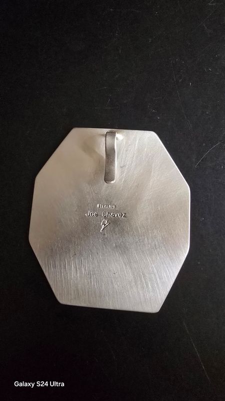 Sterling silver Overlay Pendent with Horse design and Pueblo symbols with shepard hook 