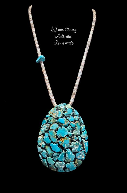Authentic handmade Heishi necklace with vintage natural FOX turquoise.